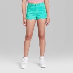 NWT Super-High Rise Cheeky Jean Shorts - Wild‎ Fable™- Aqua Blue SIZE 0
